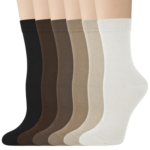 Image of Justay Crew Socks for Women, Cute Knit Boot Dress Cotton Socks | Athletic, Breathable, Warm, Soft, Comfortable, Calf, Gifts, Casual, Size 5-9, Fall