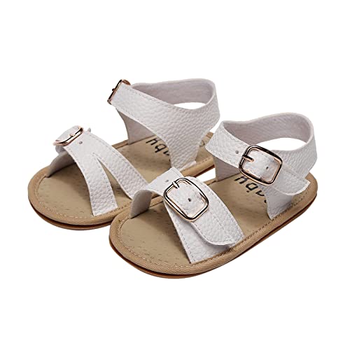 EnJoCho Boys Sneakers Infant Boys Girls Open Toe Solid Tassels Shoes First Walkers Shoes Summer Toddler Flat Sandals (White-c#whbf, 3-6 Months)3