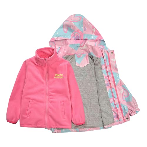 Betusline Girls' Ski Jacket 3 in 1 Winter Jacket Waterproof Shell with Polar Fleece Coat, 2-12 Years
