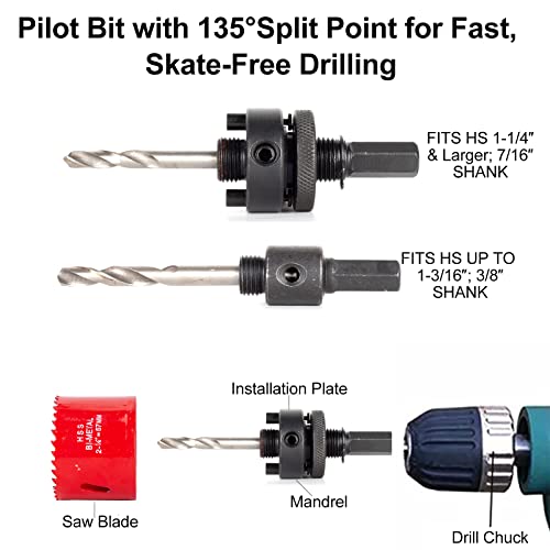 Ecotown 23-Piece Bi-Metal Hole Saw Kit - M42 High-Speed Steel Cutter Set (3/4" / 19mm to 3" / 76mm) for Soft Metal, Plywood, PVC, Plastic and Soft Aluminum- Heavy Duty Deep Hole Cutter Set 3 Ecotown 23-Piece Bi-Metal Hole Saw Kit - M42 High-Speed Steel Cutter Set (3/4" / 19mm to 3" / 76mm) for Soft Metal, Plywood, PVC, Plastic and Soft Aluminum- Heavy Duty Deep Hole Cutter Set - Image 3