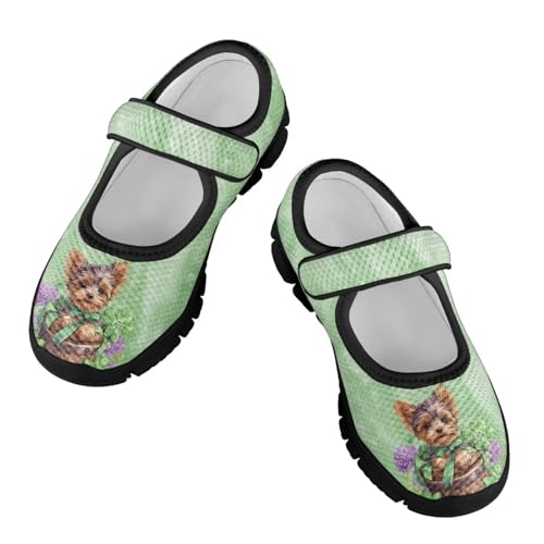 Girl's St Patrick's Day Design Running Shoes Breathable Mary Jane Shoes Magic Sticker Walking Shoes Slip On Casual Shoes