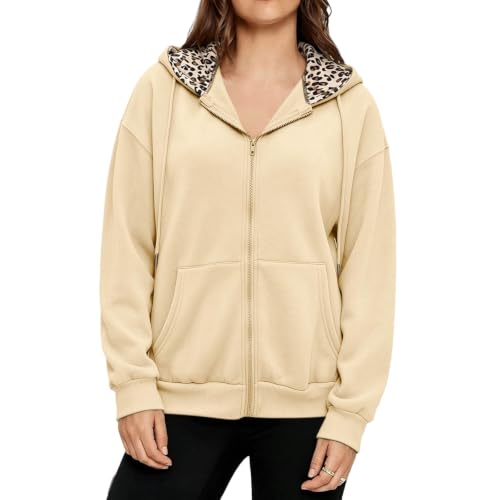 Leopard Jacket for Women Fleece Hooded Zip Up Sweatshirt Women with Pockets - image 1