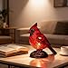 Cardinal Lamp Stained Glass, Resin Red Bird Table Light Lamps, Christmas Bedroom Decor Bird Lamp (Red)