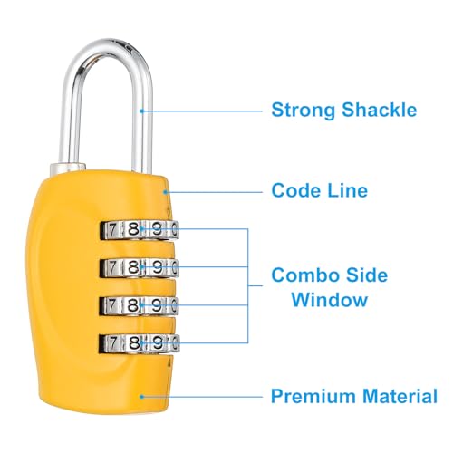 Image of PATIKIL Combination Lock, 2Pcs 4 Digit Outdoor Padlock Waterproof Locker Lock for Luggage Suitcase, Gym Locker, Fence, Filing Cabinets, Toolbox, Gate, Yellow