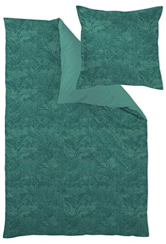 Curt Bauer Parure de lit en Brocart damassé 2 pièces avec Housse de Couette 140 x 200 cm et taie d'oreiller 70 x 90 cm Calista Evergreen