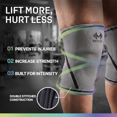 Image of Modvel Strength 7mm Knee Sleeves (Pair) for Weightlifting & Powerlifting (USPA, IPL Approved) | High-Performance Knee Compression Support For Squats, Weight Lifting - Men and Women