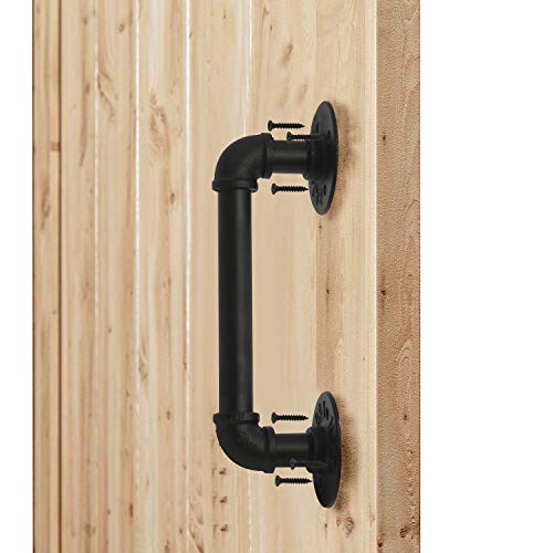 Homtone Manija de puerta de tubería de hierro fundido retro industrial, tirador de puerta de tubo, barra de toalla, pasamanos de hierro, barra de cajón de tubo Steampunk barra de armario,12 pulgadas Cover
