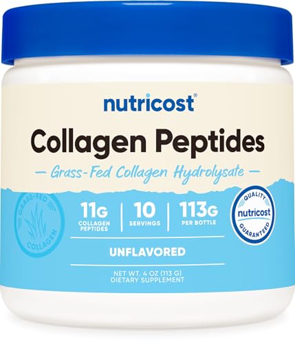 Nutricost Collagen Peptides Powder 4 oz Unflavored (Grass-Fed Bovine, Types I & III)