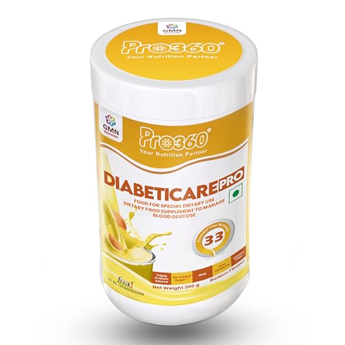 Image of Pro360 Diabeticare Pro Protein Powder for Diabetes - Nutrition Supplement for Diabetic Care - Helps in Managing Blood Sugar Levels - Zero Added Sugar - Badam Flavour 200g Jar