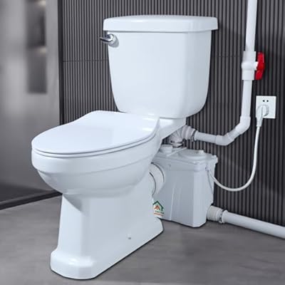 700W Macerating Toilet With Macerator Pump for Basement Upflush System, Included Water Tank, Elongated Toilet Bowl and Seat, Extension Pipe For Hide into the Wall