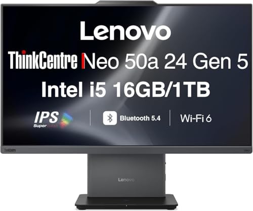 Image of Lenovo ThinkCentre Neo 50a Business All-in-One 24 inch IPS FHD Display (Intel i5-13420H, 16GB DDR5, 1TB PCIe SSD, Intel UHD, WiFi 6, Bluetooth 5.4, HDMI, Webcam, Win 11 Pro)