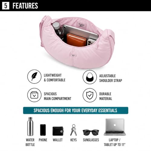 Image of Reebok Womens Crossbody Bag - Lightweight Stylish Nylon Quilted and Non-Quilted Everyday Crossbody Sling Bags for Women