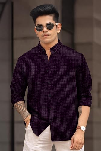 Image of Men's Casual Regular Fit Full Sleeve Collared Shirt, Stylish Fashion Wear