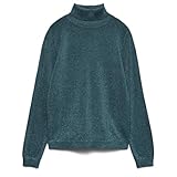 Entscheiden Sie sich für den Damenpullover von VERO MODA - Langärmlig – Rollkragen – Farbe: Entenblau – Feinstrick – Material: 41 % Viskose, 36 % Polyester, 16 % Nylon, 7 % Metallfasern