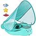 Produktbild V Convey Size Improved Add Tail Never Flip Over 2020 Newest Mambobaby Non-Inflatable Float Swim Trainer Relaxing Infant Baby Pool Float with Canopy Solid Waist Swimming Ring Sunshade (Green C de)