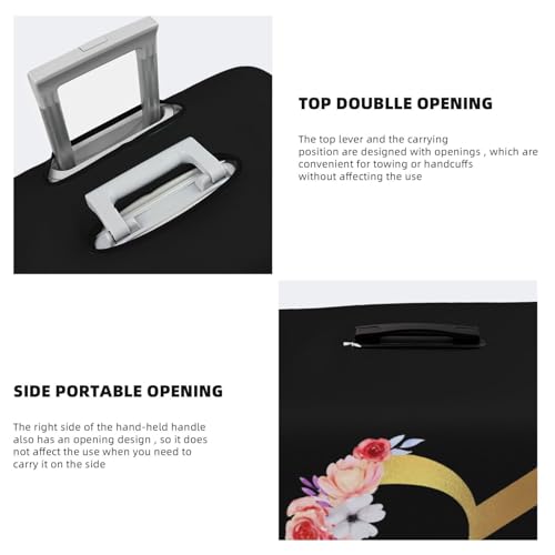 Travel Luggage Cover,Watercolor Flowers With Purple Leaves Golden Letter R Stretch Suitcase Cover Protector with Zipper Closure For 18-32 Inch Luggage4