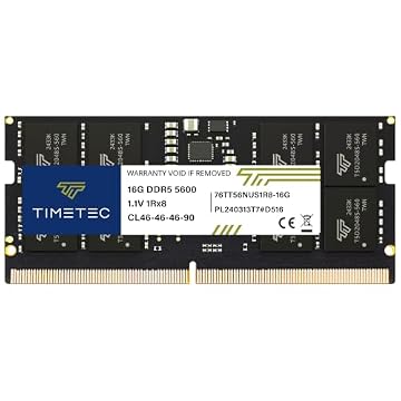Timetec Premium 32GB DDR5 5600MHz PC5-44800 Unbuffered Non-ECC 1.1V CL46 2Rx8 Dual Rank 262Pin SODIMM Laptop Memory RAM Upgrade