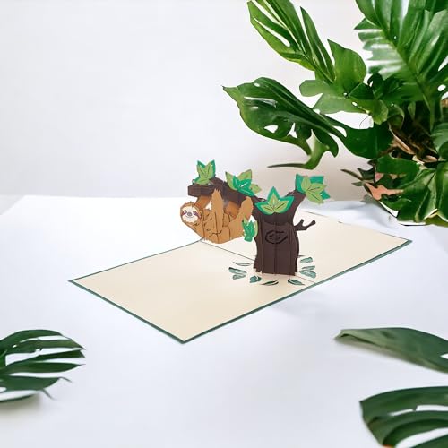 Image of Rykamia Sloth Pop Up Card - Sloth Birthday & Thank You Card For Kids - Jungle Theme Gift