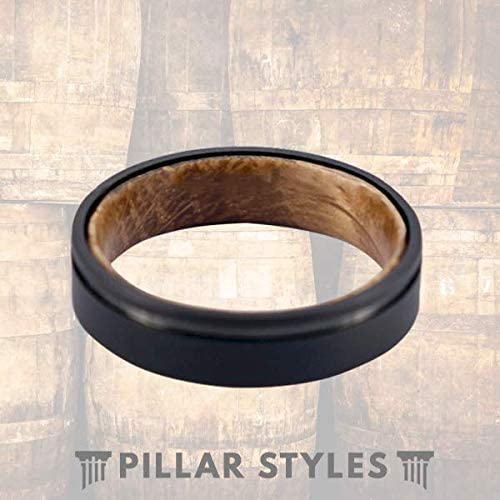 Pillar Styles 6Mm Whiskey Barrel Rings Unique Mens Wedding Band Tungsten Wood Ring thumb #2