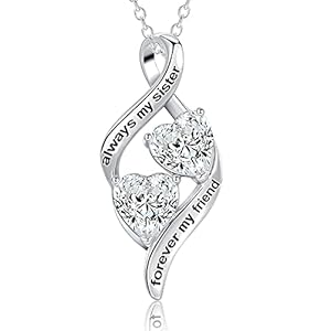 Christmas Birthday Gifts Necklace for Mum/Sister/Daughter/Nana, Sterling Silver Love Heart Cubic Zirconia Pendant Necklace for Women, 18″