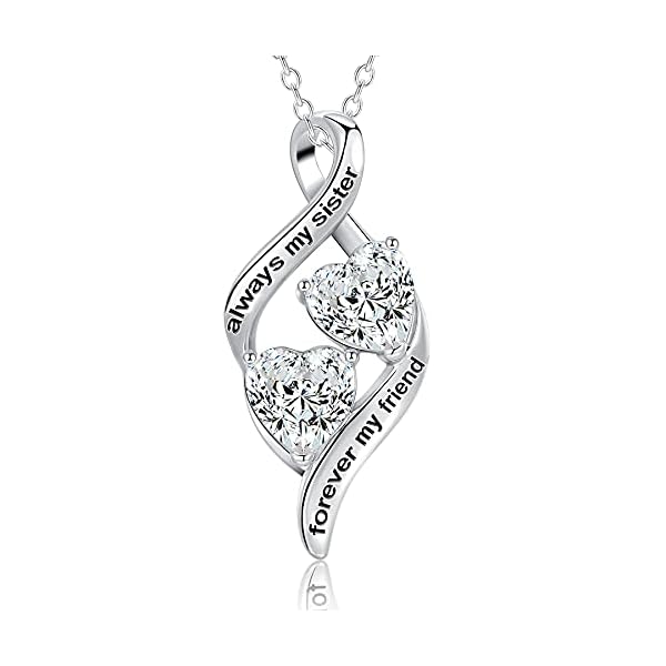 Christmas Birthday Gifts Necklace for Mum/Sister/Daughter/Nana, Sterling Silver Love Heart Cubic Zirconia Pendant Necklace for Women, 18″