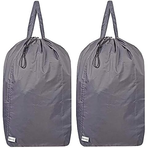 UniLiGis Washable Travel Laundry Bag with Handles and Drawstring (2 Pack), Heavy Duty Large Enough to Hold 3 Loads of Laundry, Fit a Laundry Basket or Clothes Hamper, 27.5x34.5 in,Grey Cover