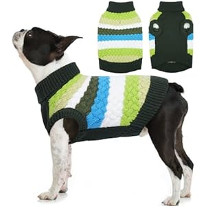 Kuoser Dog Sweater, Large Sweaters for Dogs Doggy Turtleneck Christmas Thanksgiving Outfit, Thick Warm Knitted Dog Winter Vest Puppy Fall Sweater, Pet Cold Weather Sweatshirt Warm Clothes, B