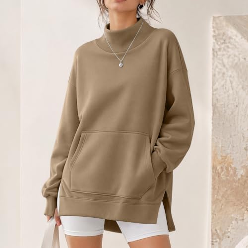 Mockneck Sweatshirt Women Long Sleeve Loose Fit Oversized Sweatshirt - image 2