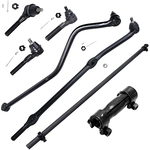 Detroit Axle - 7pc Front Suspension Kit for 1997-2006 Jeep Wrangler 1998 1999 2000 2001 2002 2003 2004 2005, 1 Drag Link, 3 Tie Rods, 2 Adjusting Sleeves, 1 Track Bar Replacement