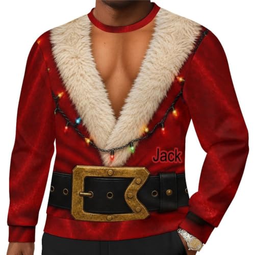 Fur-Collar Santa Coat Chest Print