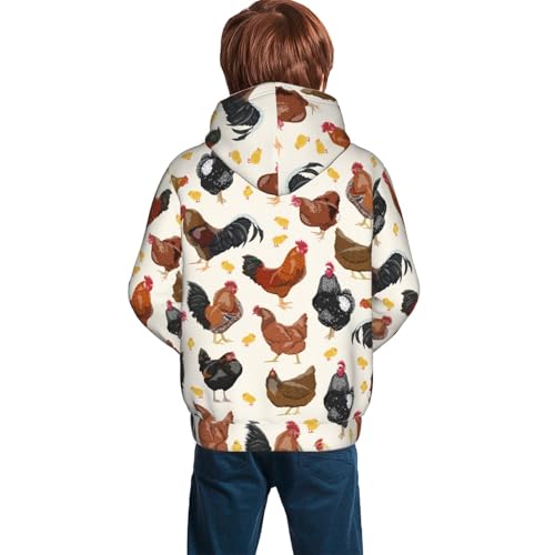 Roosters and Chickens Kid Hoodies Boys Sweatshirts Girls Pullover with Pocket4