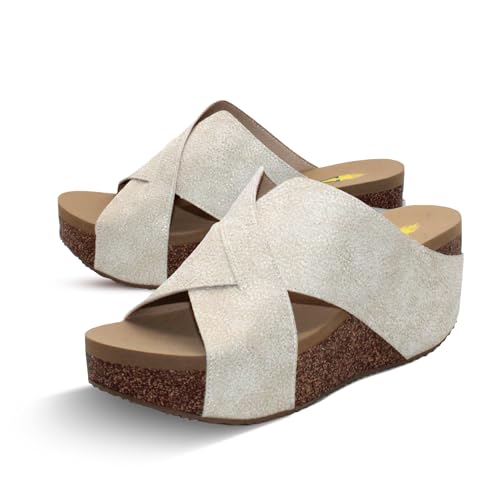 VOLATILE Women's Firefly Wedge Sandal, Gold, 10