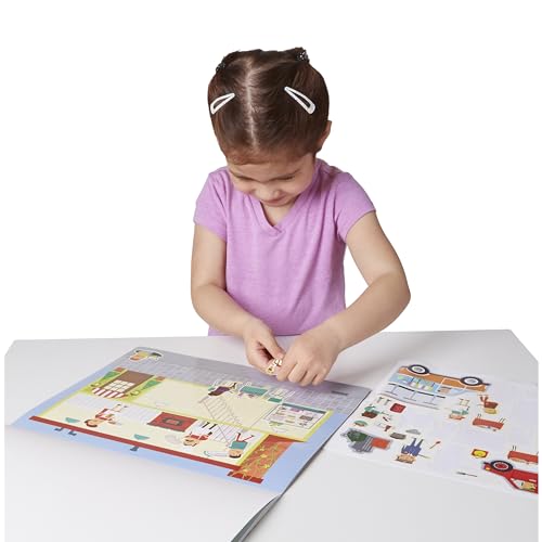 Melissa & Doug Reusable Sticker Pad - My Town (Extra Large Sticker Activity Pad, Removable Backgrounds, 200 Cling-Style Stickers)
