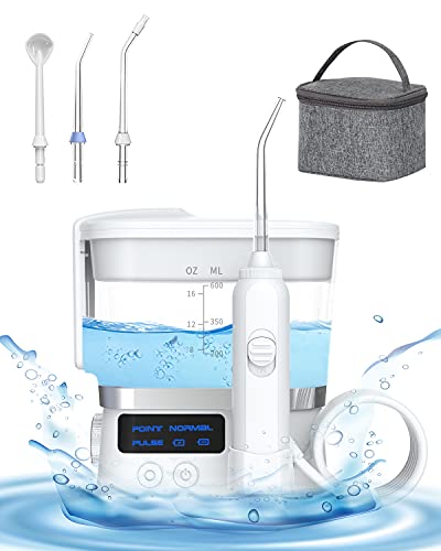 AUPO Portable Water Flossers Cordless Teeth Cleaner, Rechargeable Electric Dental Oral Irrigator, 600ml Water Tank, Toothbrush Combo in One, 10 modes Water Flosser for Brace Care, Travel, Home, Bridge