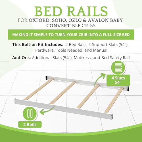 Image of Full Size Conversion Kit Bed Rails for Oxford Baby, Soho & Ozlo Cribs | Transition Your Convertible Crib to a Full Size Bed; Solid Wood Conversion Kit Rails Built for Durability & Easy Installation