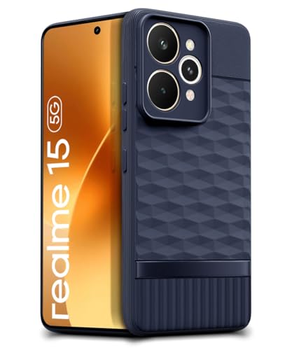 Image of WOW IMAGINE Back Cover for Realme 15 Pro 5G with Hexa Cube Design | Ultra Slim Soft Rubberised Case | Inner Velvet Fabric | Matte Silicone Flexible Mobile Case | Camera Protection - Blue