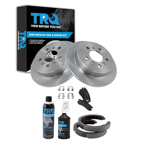 Image of TRQ Rear Brake Pad & Rotor Kit Semi-Metallic Compatible with 2009 Buick LaCrosse 2006-2010 Chevrolet Impala 2006-2007 Monte Carlo