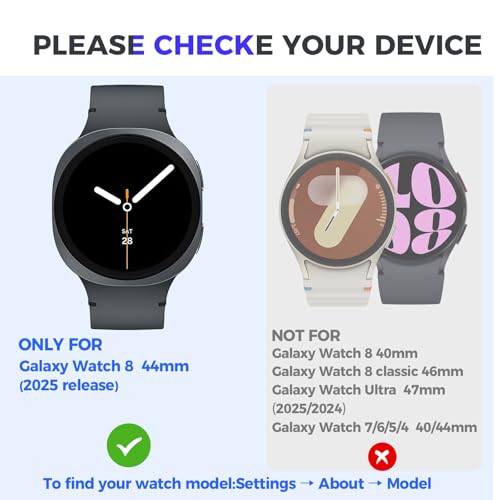 Goton Waterproof Case for Samsung Galaxy Watch 8 Screen Protector 44mm with Tempered Glass, 1-Pack Hard PC Cover Bumper for Galaxy Watch8 – No Fog, Touch-Responsive by Goton - Image 2