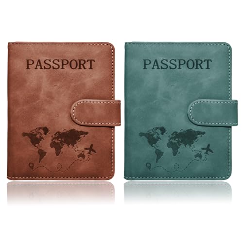 Passport-Holder-for-Travel-Essentials-2-Pack-Rfid-Passport-Cover-for-Women-Men Passport Holder for Travel Essentials, 2 Pack Rfid Passport Cover for Women Men - Image 1