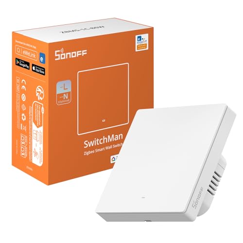 SONOFF Zigbee Smart Light Switch, Requires SONOFF Zigbee Hub, Smart Switch, No Neutral or with Neutral, APP Remote Control, Zigbee Switch ZBM5 86-Type, 1 Gang