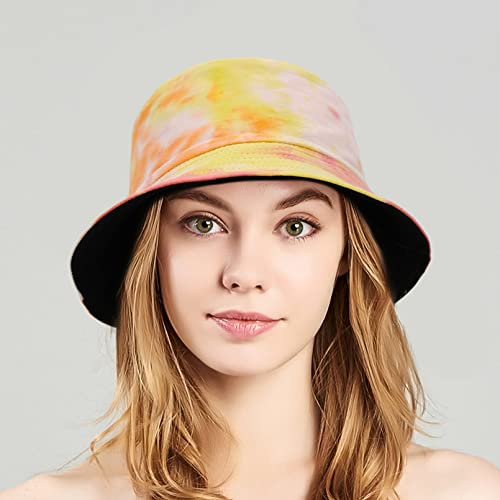 Unisex Summer Bucket Sun Hat For Women Men Girls Reversible Tie Dye Beach Cap Teens Fisherman Hat #TOP2