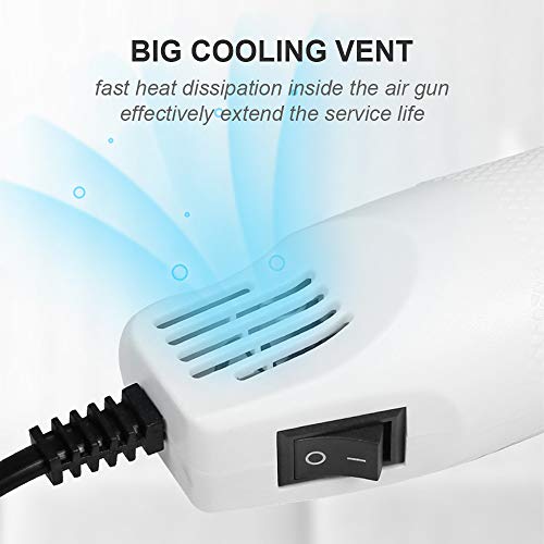 Mini Heat Gun for Epoxy Resin Crafts, Small Portable Hot Air Gun, Embossing Heat Tool, Heat Gun for Shrink Wrapping, Vinyl Wrap, Shrink Tubing, Wire Connectors Soldering DIY, 300W (White)