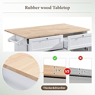 Merax 3 Piece Dining Table Set with Storage Cabinet,Drop Leaf Table with 2 Stools,Wood Kitchen Table and Chair Set Island Cart Trolly Breakfast Bar with Drawers Towel Rack