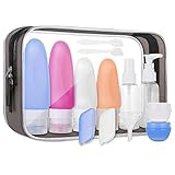 Silicone Travel Bottles TSA Approved, Leak Proof Shampoo And Conditioner Bottles Set, Toiletries Accessories With Spray, Pump Bottle and Cream Jars, 13 Pack