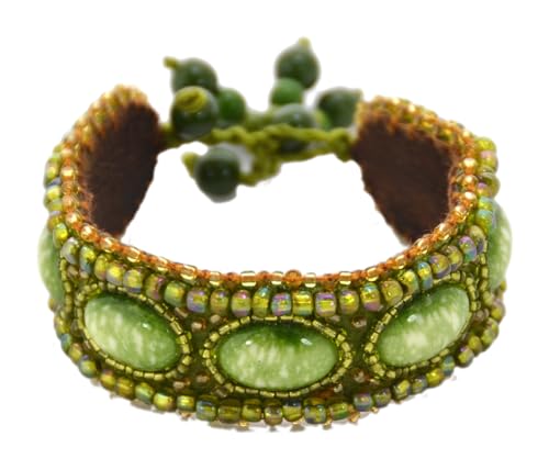 Bracelet plat vert et orange en feutrine pour sublimer vos tenues