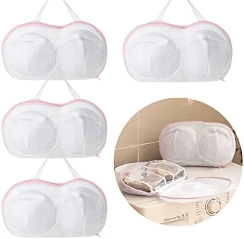 Large Bra Washing Bags for Laundry - 4 PCS, Lingerie Bag Underwear Brassiere Washing Bags with Zipper for Women Laundry Storage (Large-Pink 4 pack)