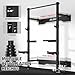 JELENS Folding Squat Rack, Wall Mounted Power Rack for Home Gym, Space Saving Multi-Functional Power Cage with Attachments (Black, SF01 Squat Rack)