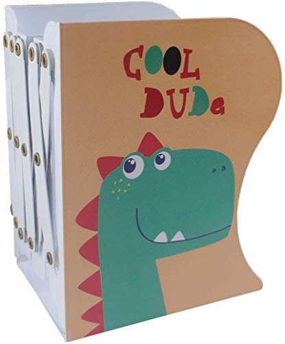Sinrextraonry Adjustable Bookend Metal Dinosaur Pattern Bookends Non-Skid Heavy Duty Book Holder St