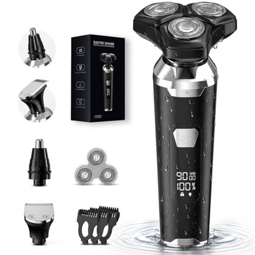 Electric Razor for Men: Wet/Dry Electric Shavers for Men - 𝟐𝟎𝟐𝟔 𝐔𝐩𝐠𝐫𝐚𝐝𝐞𝐝 𝐂𝐮𝐫𝐯𝐞𝐝 𝐑𝐚𝐳𝐨𝐫 𝐅𝐨𝐢𝐥, Low Noise High-Torque Motor, 𝟑-𝐢𝐧-𝟏 Cordless Shaver for Beard/Nose/Sideburns
