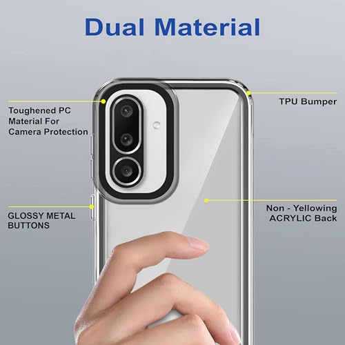 Image of amazon basics Back Case Cover for Samsung Galaxy M56 5G | Compatible for Samsung Galaxy M56 5G Back Cover | Case Cover with Camera Protection | (TPU + PC | Translucent Black)
